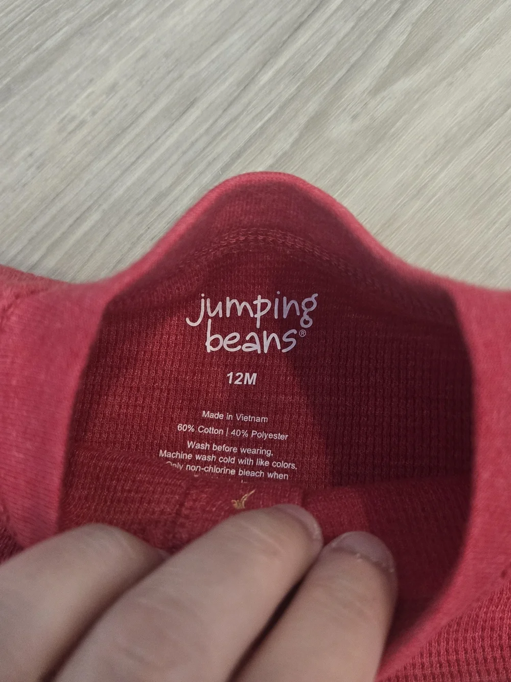 🎄 NWT Jumping Beans Baby Boy Christmas Holiday Red Thermal Henley Size 12M 🎄